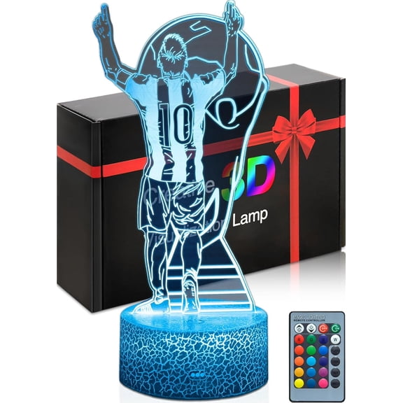 Soccer Night Light for Kids, 3D Optical Illusion Mood Light 16 Colors LED Dimmable with Remote Room Football Decor, Soccer Lamp Gifts Toys for Boys Girls Teens Men