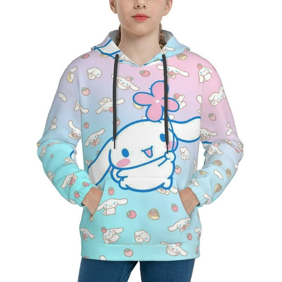 Sanrio Cinnamoroll Kids' Hoodie 3d Print Sweatshirt Soft Pullover Hooded With Big Pockets Fans Gifts For Boys Or Girls Small