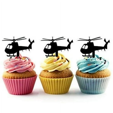 Whimsical Practicality's Helicopter Silhouette Acrylic Cupcake Toppers 12 PCS