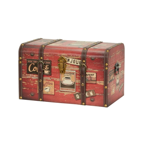 Household Essentials Medium Decorative Home Storage Trunk, Coffee Shop