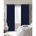 thumbnail image 3 of Solid Dark Blue Blackout Curtains 96 Inches Long for Bedroom, Minimalism Abstract Denim Texture Thermal Insulated Room Darkening Black Out Window Curtain Panels Grommet Drapes for Living Room, 3 of 8