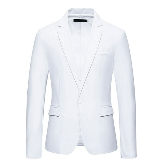 Siilsaa Mens Blazer Slim Fit Sport Coats Suit Jacket for Daily Business and Prom Party White,M