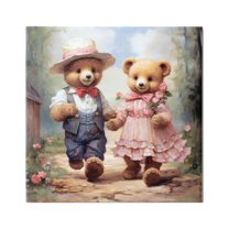 Stupell Industries Bears Strolling Garden Path Animals & Insects Painting Gallery Wrapped Canvas Art Print Wall Art, 36 x 36
