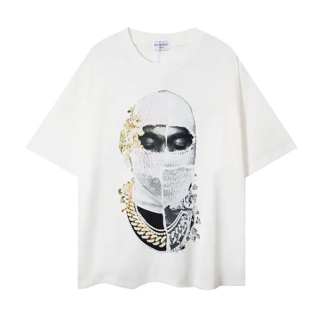 Camiseta para Hombre 2024 Camiseta para Hombre Carta enmascarada Estampado para Hombre Casual Manga Corta Algodón Suelto Manga Corta Top