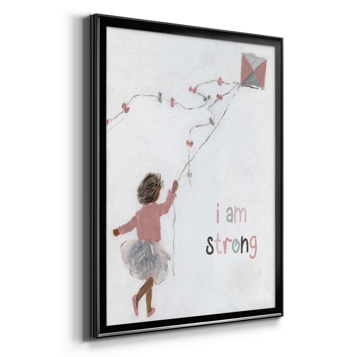 Girl Flying Kite Premium Framed Print - Ready to Hang