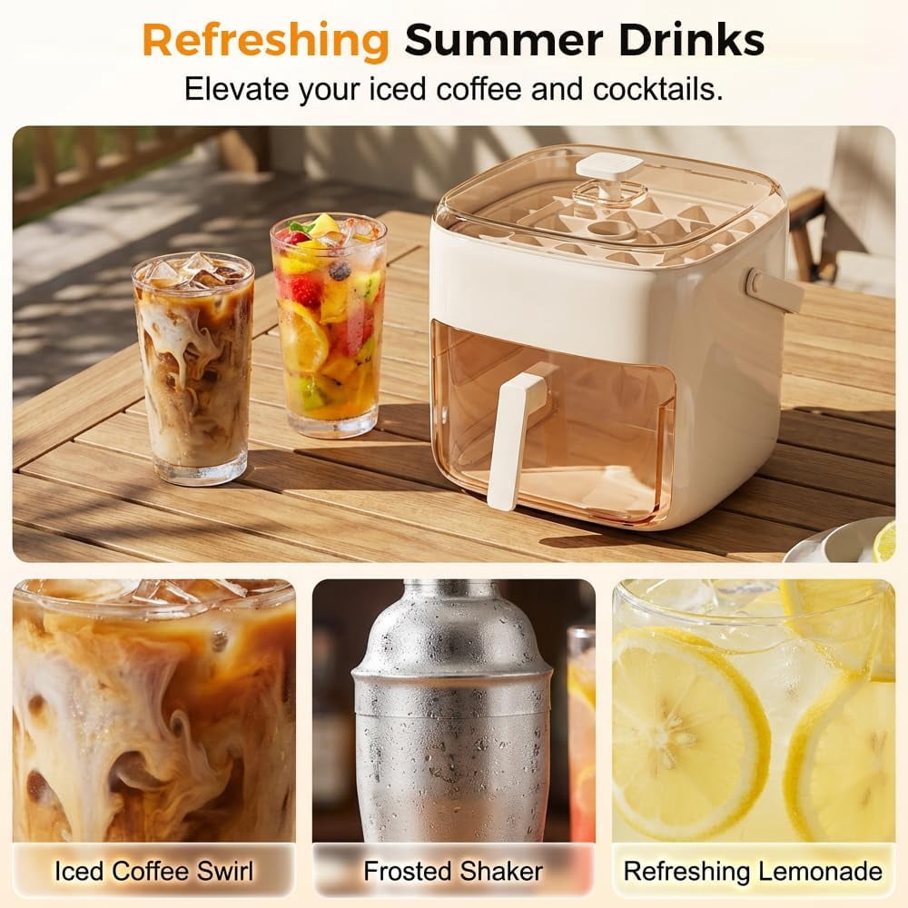 48 Cube Double-Deck Portable Ice Maker, Upgraded Kitchen Ice Tray, Reusable Ice Mold Storage Bin for Parties, Durable Ice Cube Whiskey Tray with Lid for Home Bar