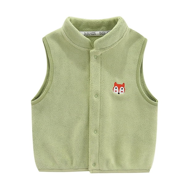 Gibobby Chaqueta de Forro Polar para bebés niñosChaleco de animados de invierno para niños y niñas, chaqueta, abrigo de lana cálido para niños, chaqueta (Verde, 3-4 Años)