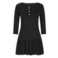 thumbnail image 5 of Fesfesfes Button Front Nursing Dress 3/4 Sleeve Fashionable Casual Maternity Dress Breastfeeding Friendly Pregnancy Wear for Women(Black,XL), 5 of 8