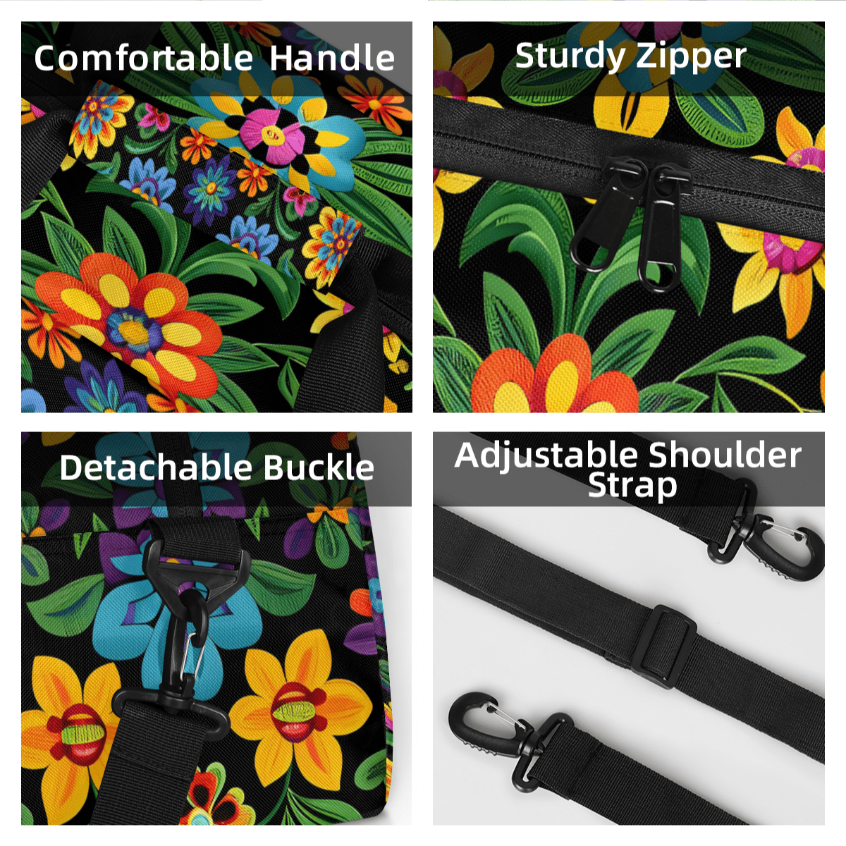 Herdesigns Sports Duffle Bags Travel Duffle Bag Gym Bag Mexico Floral Traditional Mexican Boho Weekender Travel Bag Waterproof Overnight Bag Carry On Travel Tote Bag Dance Bags
