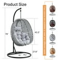 thumbnail image 3 of TesNus Egg Swing Chair with Stand, Grey Rattan Hanging Basket Chair with Cushion and Pillow, Indoor Outdoor Lounge Chair for Patio Balcony Backyard, 3 of 9