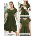 thumbnail image 3 of Women's Nursing Dress Summer Short Sleeve Patchwork Pregnancy Clothes with Pockets,Medium, 3 of 7