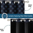 thumbnail image 3 of Vargottam Diamond Ikat Design Blackout Curtains - Set of 2 Panels, 42 x 90 Inches Each - Light Blocking & Thermal Insulated Drapes with Grommet Top for Bedroom & Living Room - Blue, 3 of 9