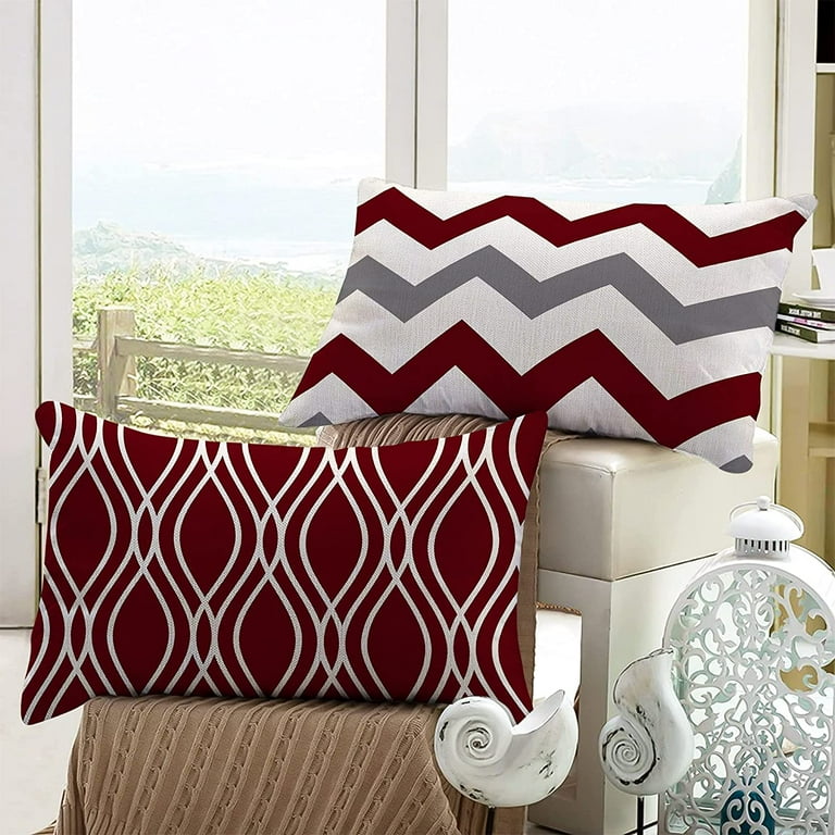 Burgundy pillows top for couch