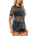 thumbnail image 4 of INSPIRE CHIC Women's Mesh T-Shirt Cover Up Party Short Sleeve See Through Sheer Tops S Multicolor Black, 4 of 6