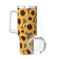thumbnail image 2 of Pofeuu Artistic Zebra Print Sunflower Print 40oz Ice Bully With Handle And Straw Stainless Steel Vacuum Insulated Cup And 2 In 1 Straw Lid, 2 of 8