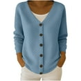 thumbnail image 2 of UQJfacai Womens Waffle Knit Cardigans Sweater Button Down Long Sleeve V-Neck Fall Jackets Soft Open Front Winter Coat Outerwear, 2 of 2