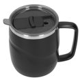 thumbnail image 3 of Taza de viaje aislada con tapa, perfecta para uso diario, elegante taza de café de acero inoxidable de 14 oz, color negro, 3 of 8
