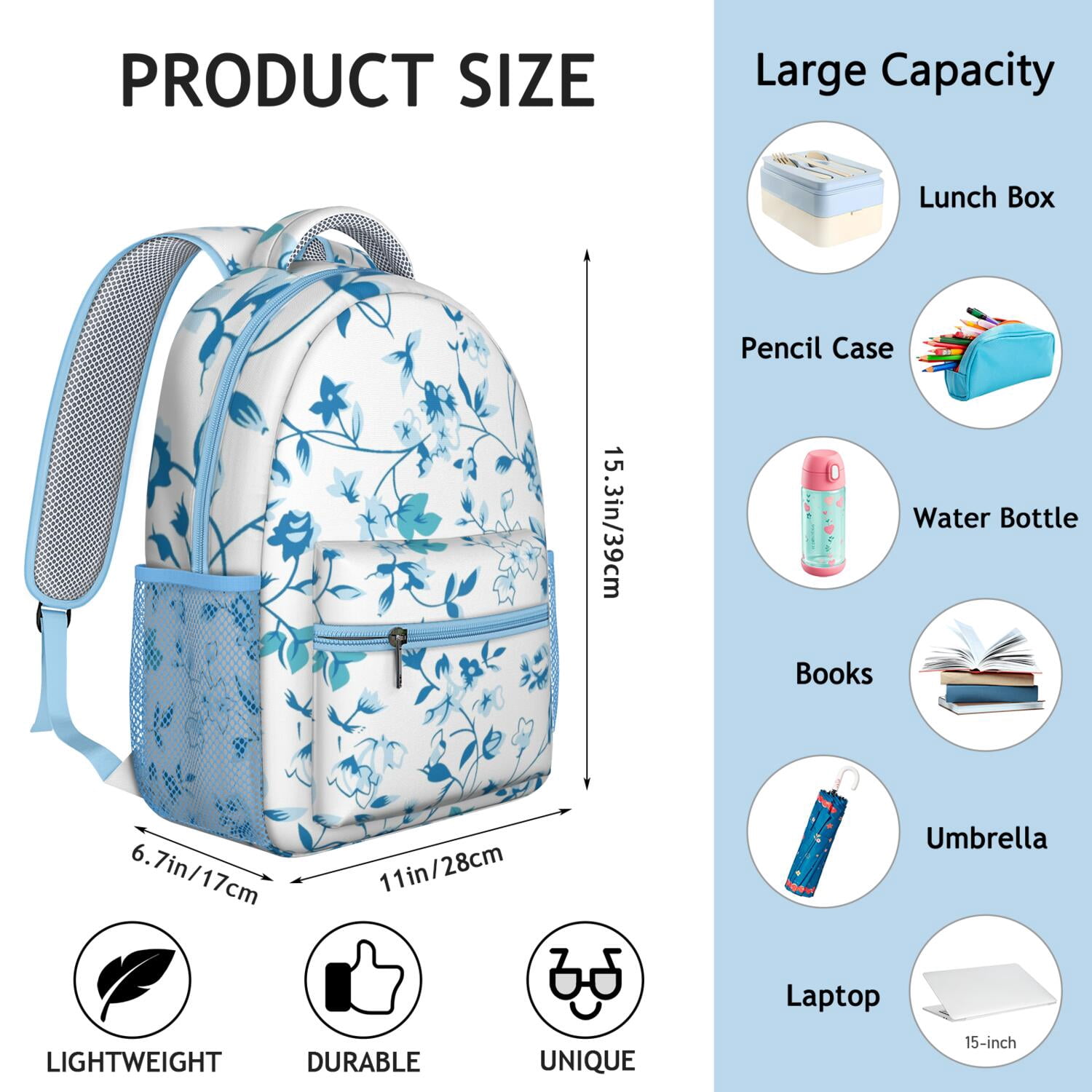 Spring Floral Design Student Backpack - Durable Ergonomic Backpack for Teens