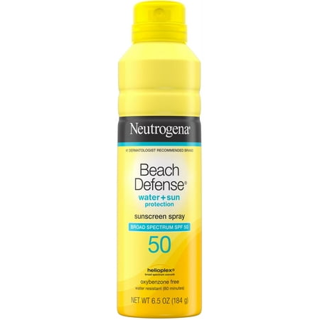 Neutrogena Beach Defense Water Sun Protection Sunscreen Body Spray SPF 50, Water-Resistant & Oil-Free, Lightweight, Sun Protection 6.5 oz (Pack of 3)