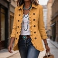 thumbnail image 4 of Womens Lightweight Jacket Long Sleeve Ruffle Button Front Cardigan Jacket Open Front Lapel Collar Double Breasted Casual Outerwear Coat with Lining, 4 of 9