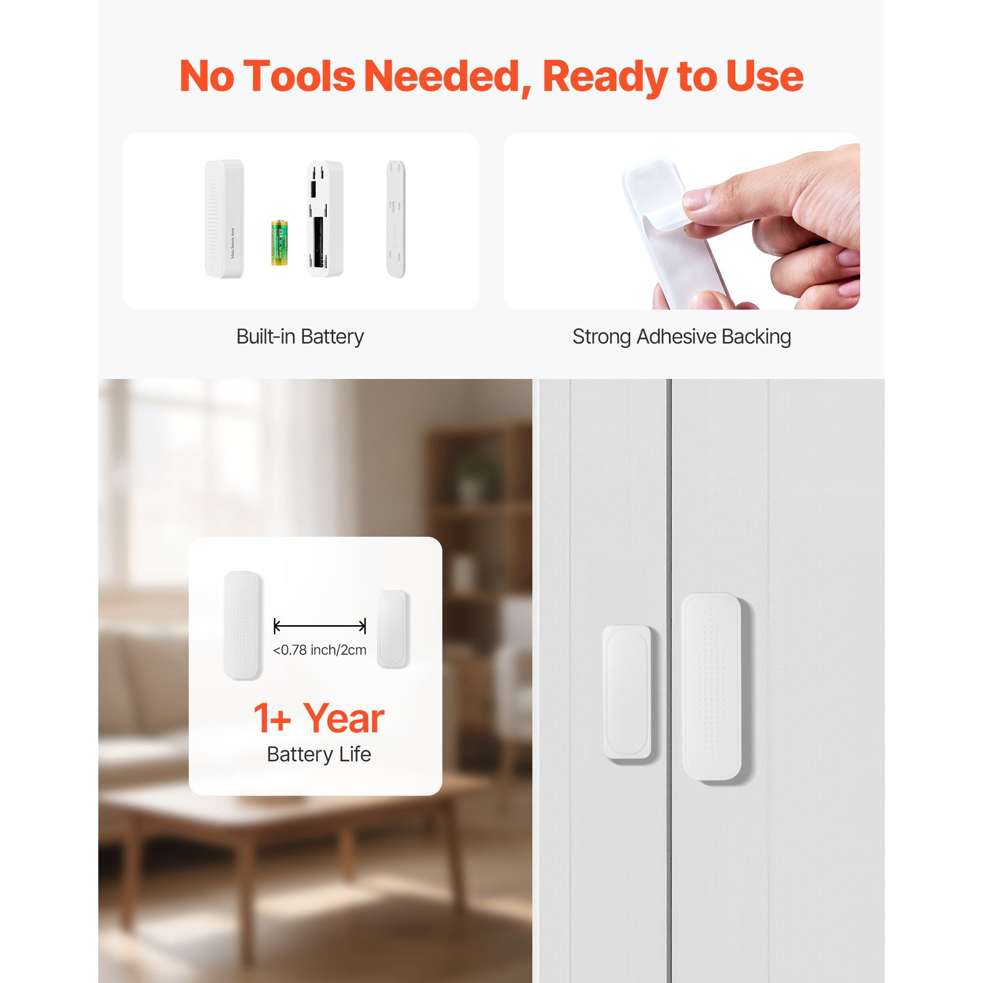 Smart Door Window Sensor Alarm, App Control 656ft Range Voice Assistant Compatible, Real-Time Alerts Home Security System for House Business