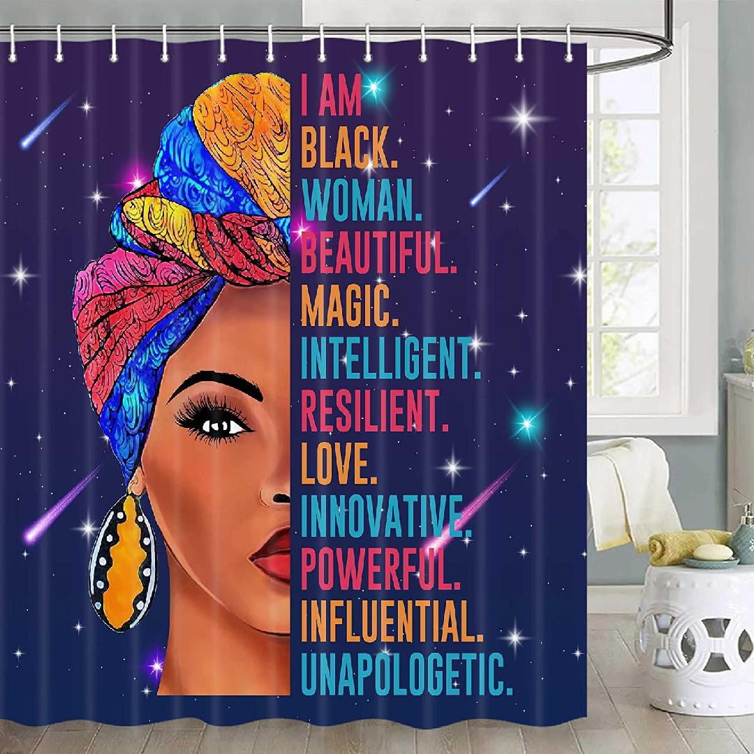 Black Woman Shower Curtain, Black Woman Afro Girl African Shower