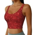 thumbnail image 2 of Zufioo Red Glitter Print Women's Sports Vest, U-shaped Removable Chest Pad Sports Backless Top, Suitable for Fitness and Bodybuilding, Leisure and Daily Life-Small, 2 of 8