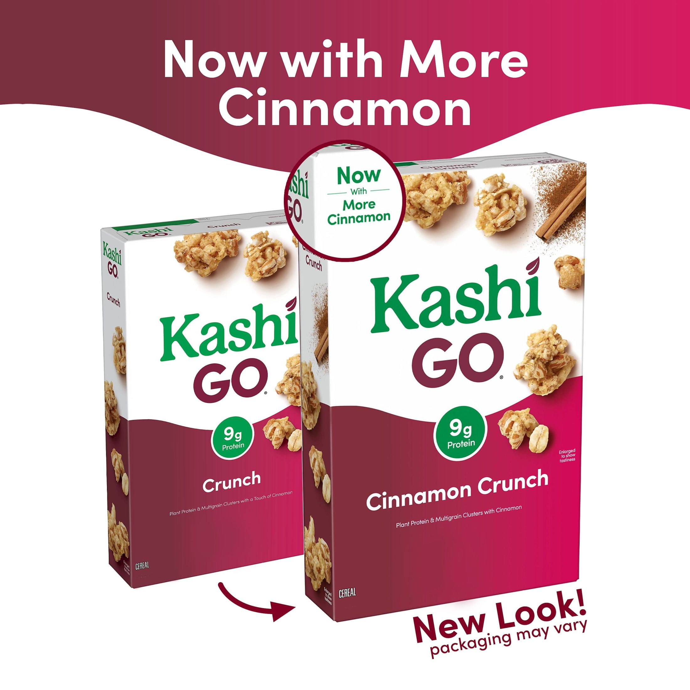 Kashi GO Breakfast Cereal, Vegan Protein, Fiber Cereal, Cinnamon Crunch, 13.8oz Box (1 Box)