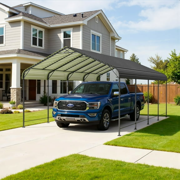 Patiowell 12'x20' Outdoor metal Carport, Heavy-Duty Steel Structure with Enhanced Base, All-Weather Shelter for Cars, Trucks, Boats, Tractors & Outdoor Use