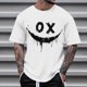 thumbnail image 1 of Blusas y camisas de manga corta con cuello redondo para hombre, blusas casuales de verano a la moda con cuello redondo y estampado para hombre., 1 of 4