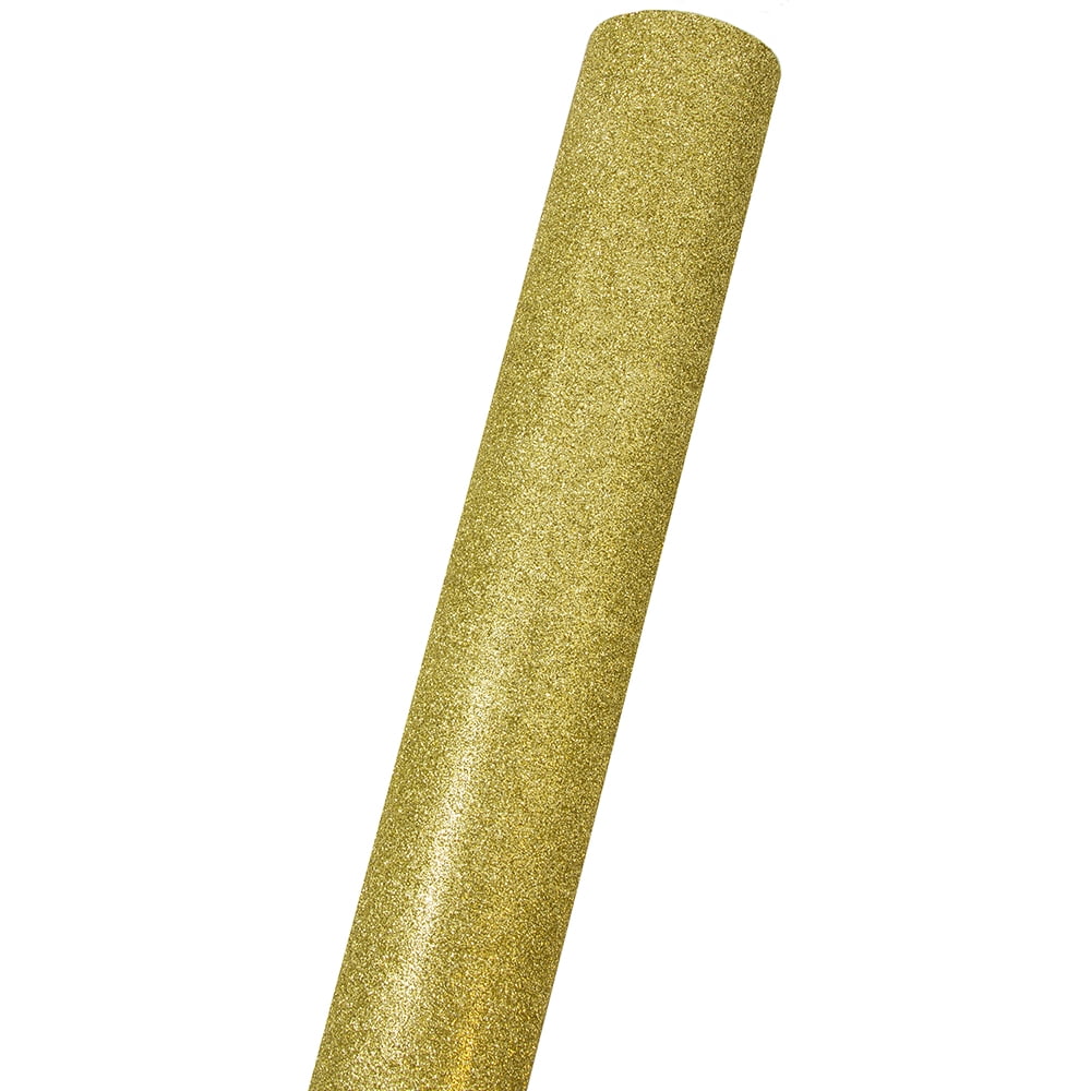 JAM Paper Holiday Gift Wrap, Glitter Wrapping Paper, 25 Sq ft, Gold, Sold Individually