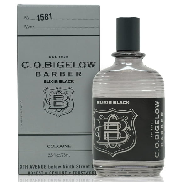 C.O. Bigelow Elixir Black - No. 1581 2.5 fl oz Cologne for Men - Musk & Vanilla Long Lasting Mens Cologne - Fresh Refined Masculine Perfumes for Men