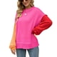 thumbnail image 1 of Mujer Suéter De Cuello Redondo Empalmado Bloques De Color De Moda Transpirable Suéter Femenino Rosa Rojo L, 1 of 6