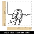 thumbnail image 2 of Sad Anime Manga Girl with Empty Speech Bubble Self-Inking Rubber Stamp Ink Stamper - Yellow Ink - Small 1 Inch, 2 of 7