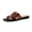 Brown, variant on Voyage Cutout Strap Slides for Women - Slip On Summer Flats, Comfortable and Trendy Vacation Style Sandals for Women