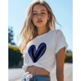 thumbnail image 4 of T Shirts for Women Short Sleeve Cotton Crewneck T-Shirt, Purple Black Heart Cartoon Tee Tops Casual Basic T-Shirts, XS-5XL White S, 4 of 7