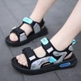 thumbnail image 2 of KPOPLK Kids Sandals Boys Lightweight Non-slip Athletic Sandals with Adjustable Webbing for Hiking Walking Beach Water Sports Size 4,Silver, 2 of 9