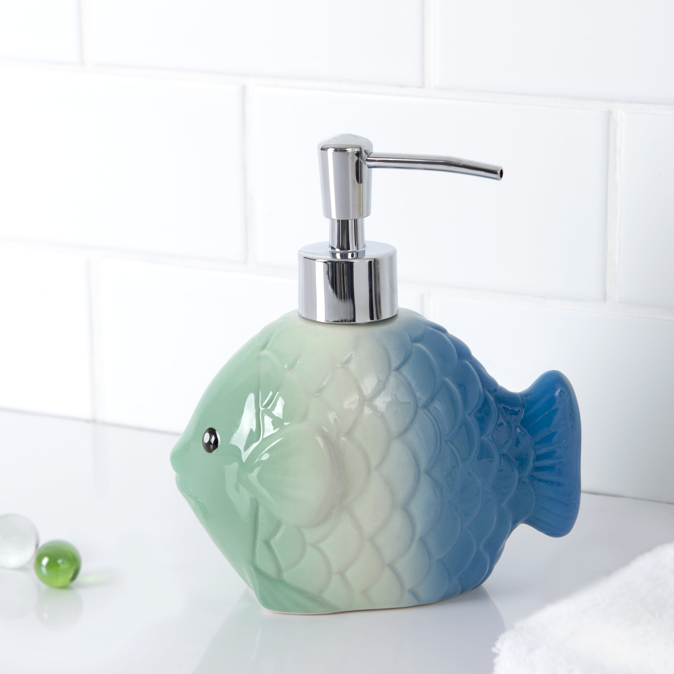 Way To Celebrate Ceramic Fish Soap Pump Multi