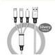 thumbnail image 1 of Cable de carga múltiple, paquete de 3, cable USB trenzado de nailon 3 en 1 de 120 cm con cable USB C, cable micro USB, compatible con iPhone, cable de carga USB Android de carga rápida, 1 of 5