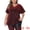 Burgundy, variant on Women's Plus Metallic Tops V Neck Short Sleeve T-Shirt Party Top Glitter Blouses 3X Gold