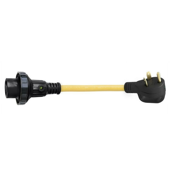 Maro Adaptateur de Cordon d'Alimentation 3030PA Weekender; Pigtail; 30 Ampères Mâle 2 Pôles/3 Fils à 30 Ampères Femelle Verrouillage; Longueur 12 Pouces; avec Anneau de Verrouillage Fileté; avec Voyant Lumineux LED; avec Poignée Grand