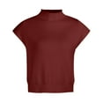 thumbnail image 4 of Ediodpoh Women Autumn and Winter Solid Color Wool Sweater Temperament High Neck Sleeveless Pullover Sweater Top Knit Tank Tops for Women Red L, 4 of 9