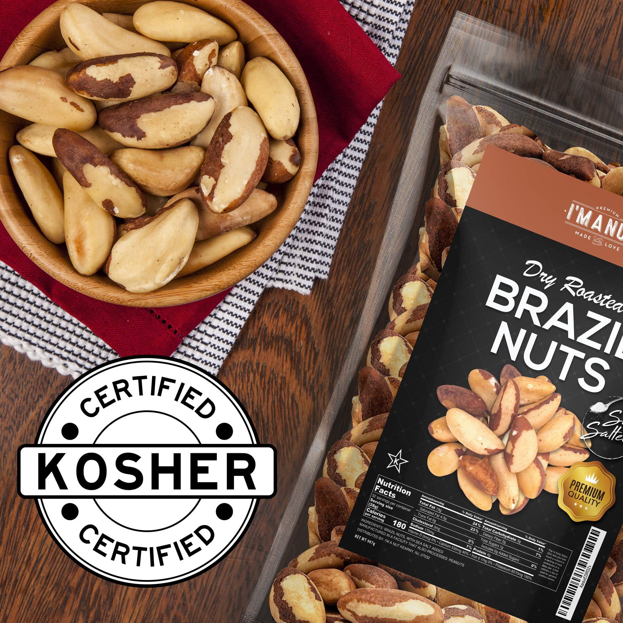 I'M A NUT Dry Roasted Brazil Nuts, Sea Salted, 3 lbs