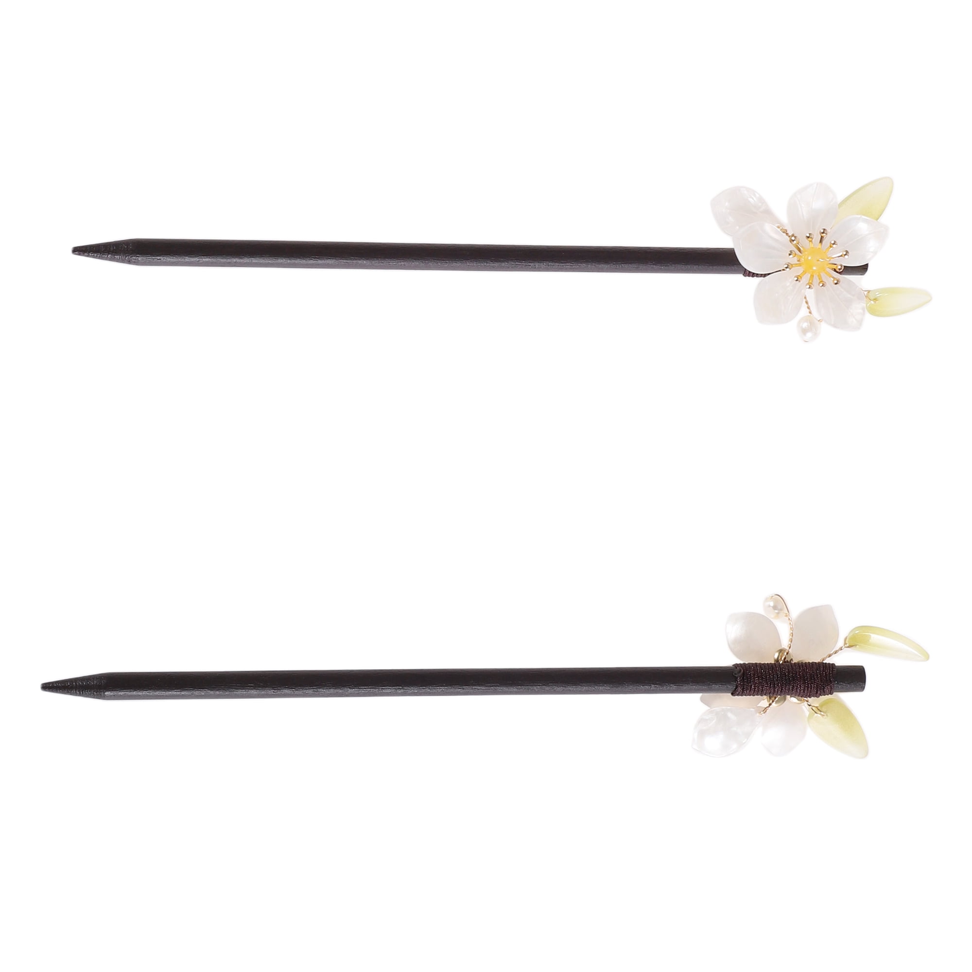 Unique Bargains Hair Stick Pin for Women 1 Pc Black, White [Flower Leaves]