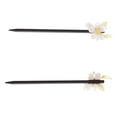thumbnail image 4 of Unique Bargains 1 Pc Hair Chopstick Classic Flower Leaves Hair Hairpin Black White, 4 of 5