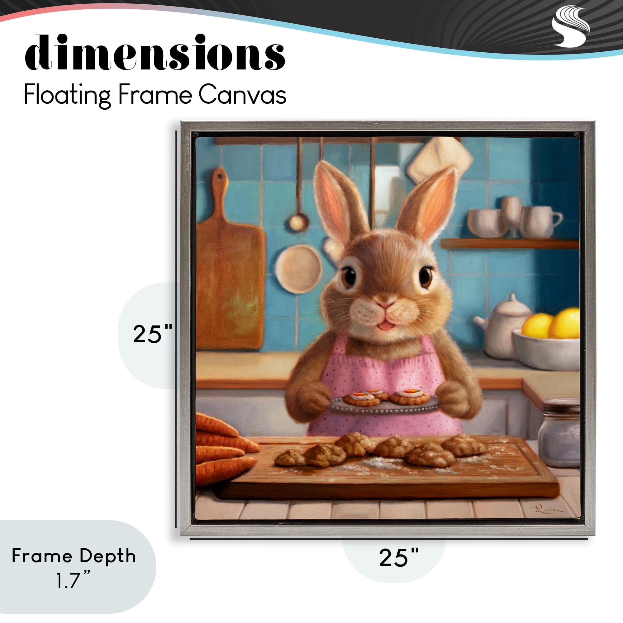 Stupell Industries Mrs. Bunny Bakewell Gray Framed Floater Canvas Wall Art, design by Lucia Heffernan