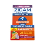 Zicam Cold Remedy Zinc RapidMelts, Elderberry Citrus, Homeopathic Cold Shortening Medicine, 25 Count