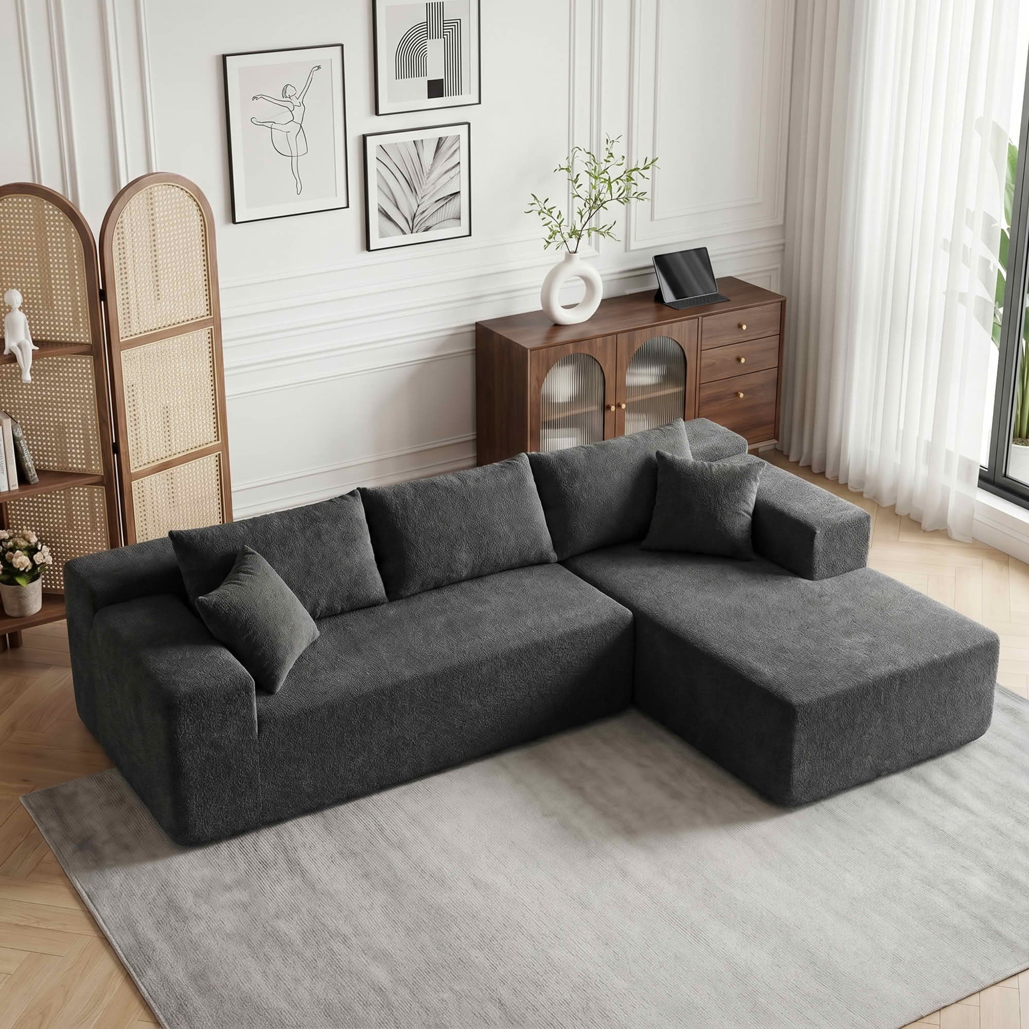MAYEERTY 104" Cloud Sectional Couch with L-Shape Chaise, Modern Modular Sofa with Deep Seat, Upholstered Couches with Back Cushion for Living Room Bedroom, No Assembly Required
