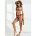 thumbnail image 5 of DARING DIVA Women's Floral Print Bandeau Bikini Sets 3 Pieces XS Red, 5 of 6