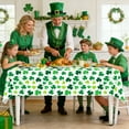 thumbnail image 3 of Kumdkd St. Patrick's Day Tablecloth 54x108ines, Waterproof Plastic Party Table Cover for Holiday Decor, Shamrock Themed Indoor Outdoor Use, Fits 8-10 People, Green White Gold, 3 of 5
